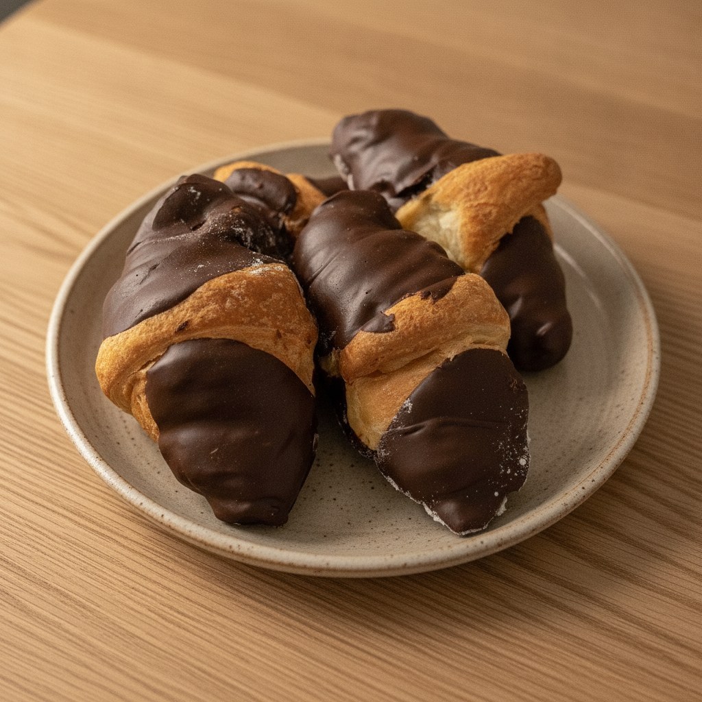 Croissants amb les puntes de xocolata